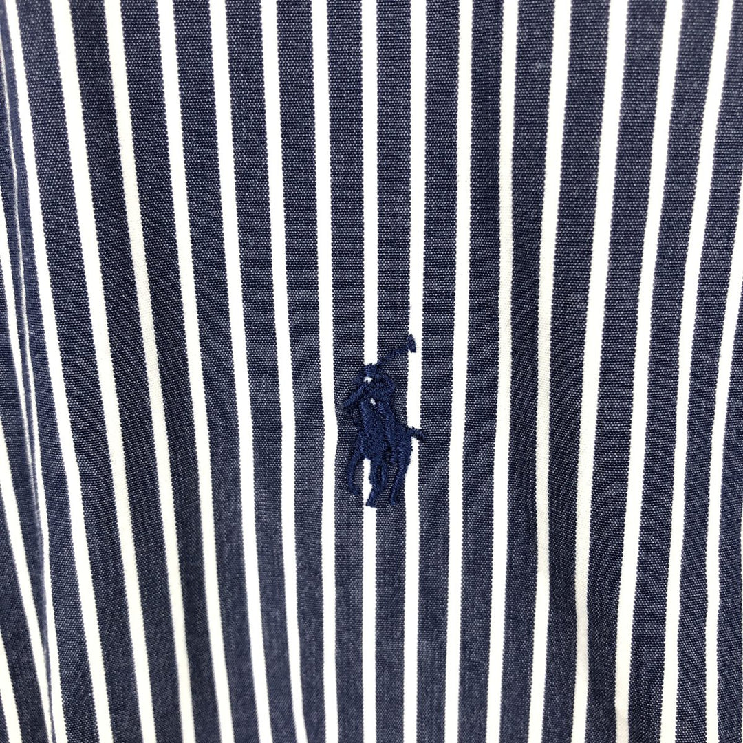Ralph Lauren BLAKE short sleeve button down striped shirt, men's size L cotton navy blue type Vintage Second Hand