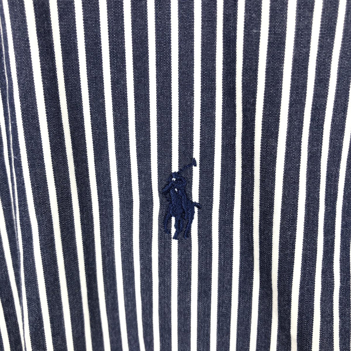 Ralph Lauren BLAKE short sleeve button down striped shirt, men's size L cotton navy blue type Vintage Second Hand