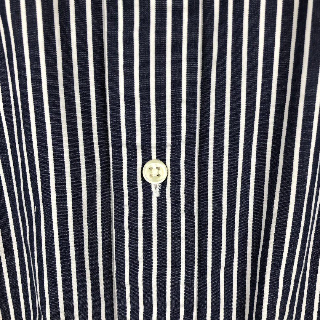 Ralph Lauren BLAKE short sleeve button down striped shirt, men's size L cotton navy blue type Vintage Second Hand