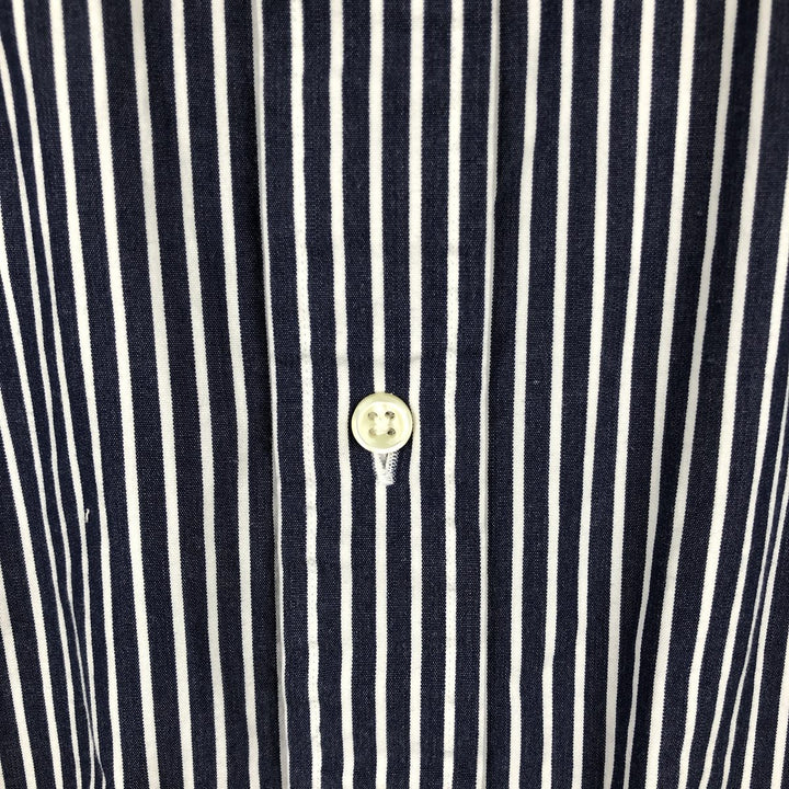 Ralph Lauren BLAKE short sleeve button down striped shirt, men's size L cotton navy blue type Vintage Second Hand