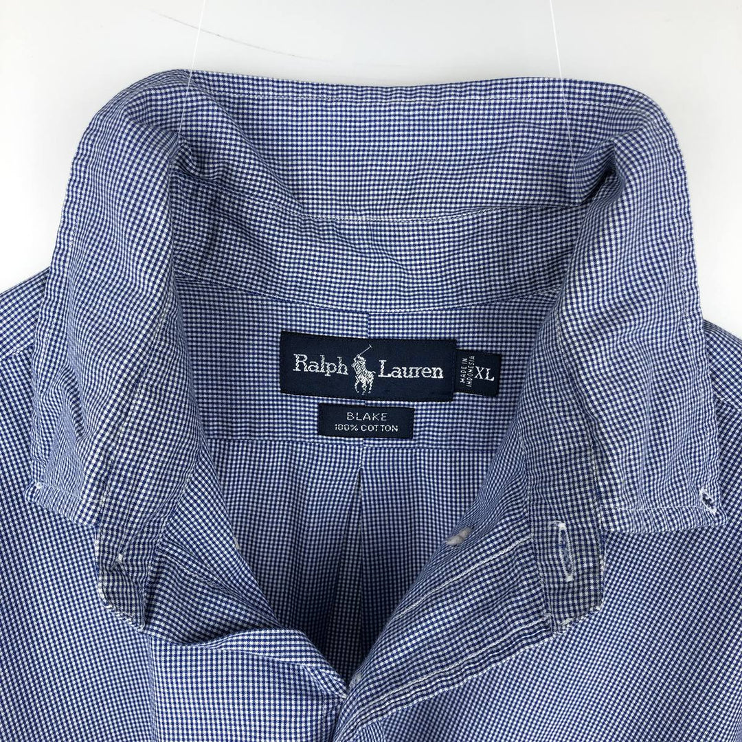 Ralph Lauren BLAKE short sleeve button down check shirt men's XL size cotton blue type Vintage Second Hand