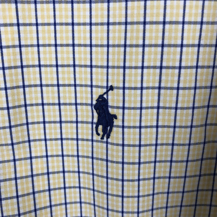 Ralph Lauren Vintage Button-Down Short-Sleeve Check Shirt, Men's Size M (approx.) cotton yellow type Vintage Second Hand