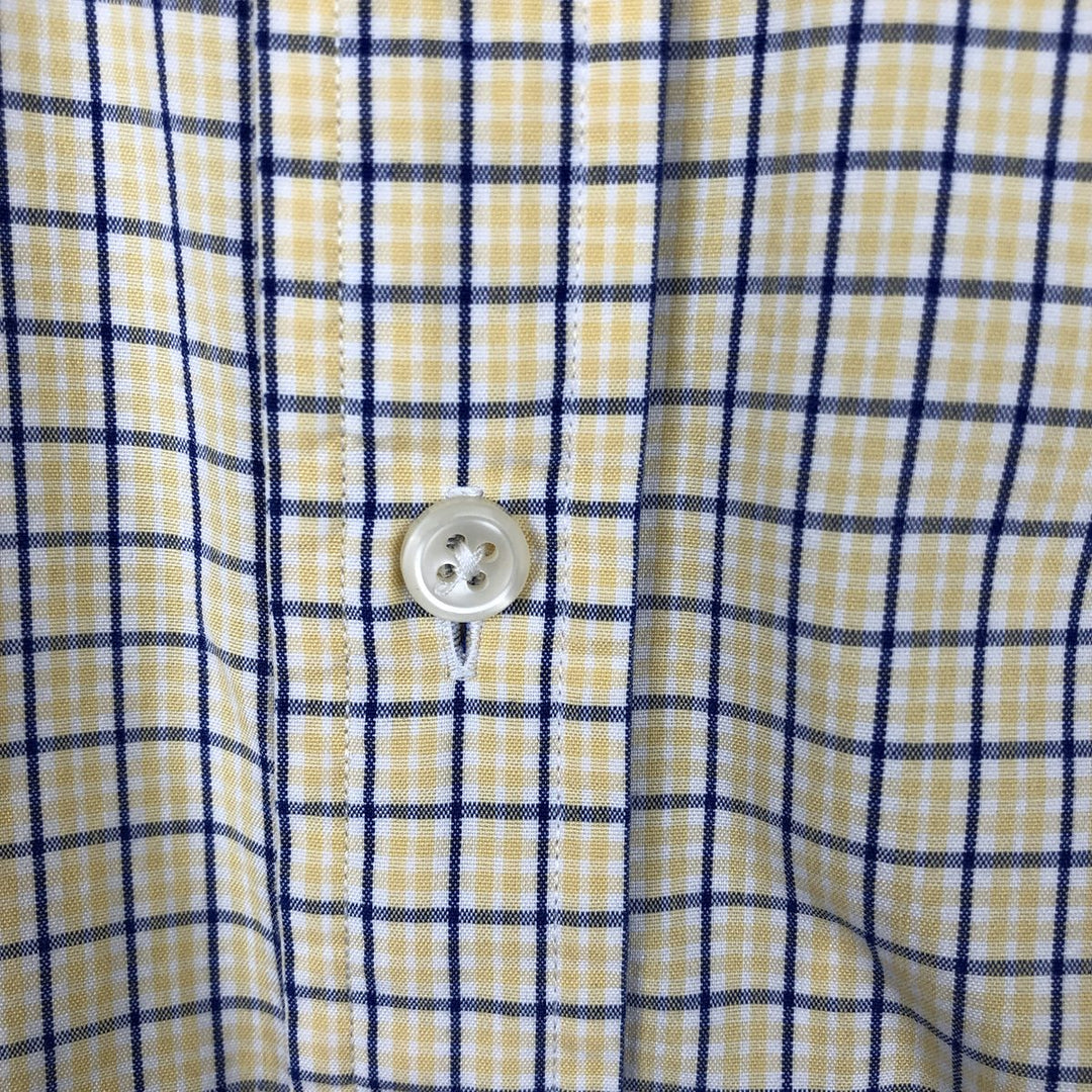 Ralph Lauren Vintage Button-Down Short-Sleeve Check Shirt, Men's Size M (approx.) cotton yellow type Vintage Second Hand