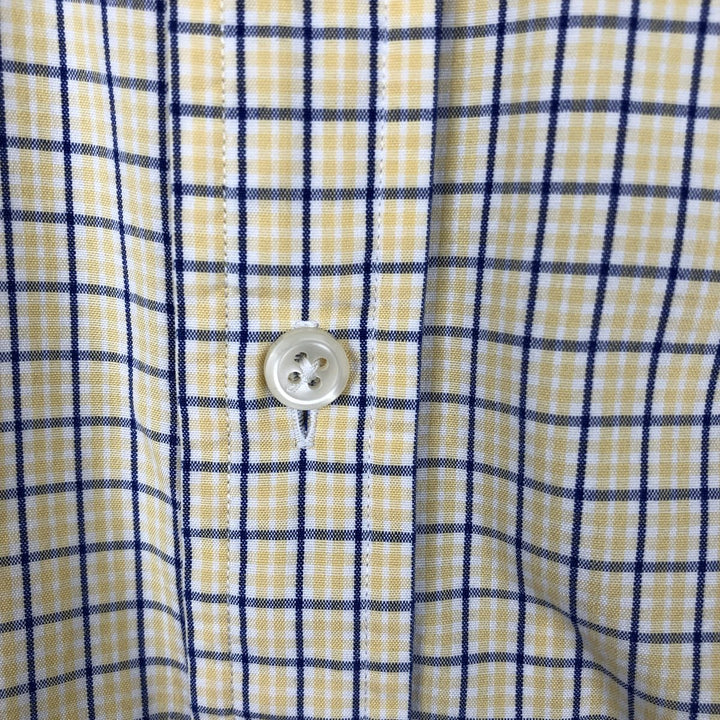 Ralph Lauren Vintage Button-Down Short-Sleeve Check Shirt, Men's Size M (approx.) cotton yellow type Vintage Second Hand