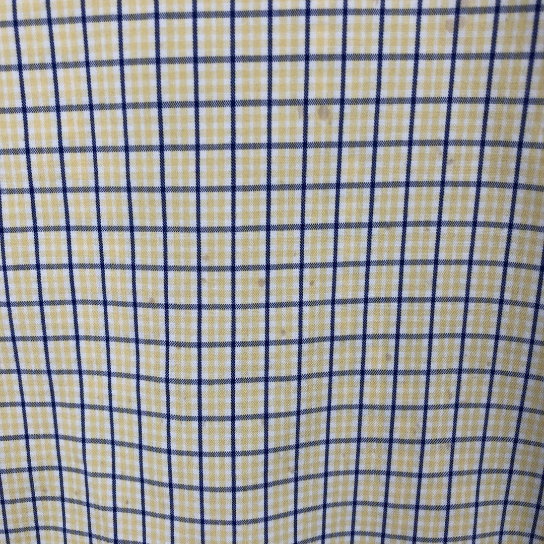 Ralph Lauren Vintage Button-Down Short-Sleeve Check Shirt, Men's Size M (approx.) cotton yellow type Vintage Second Hand