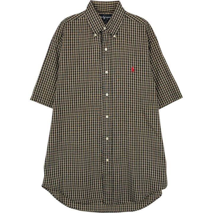 Ralph Lauren BLAKE Short-Sleeve Button-Down Check Shirt, Men's Size S (approx.) cotton black type Vintage Second Hand