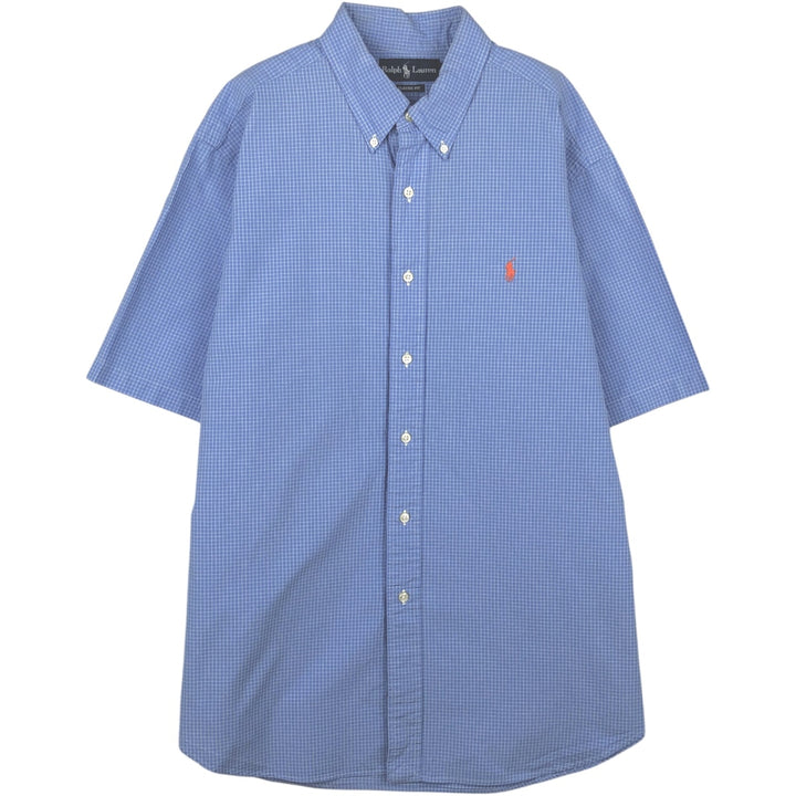 Ralph Lauren Classic Fit Short Sleeve Button Down Check Shirt Men's XL cotton blue type Vintage Second Hand