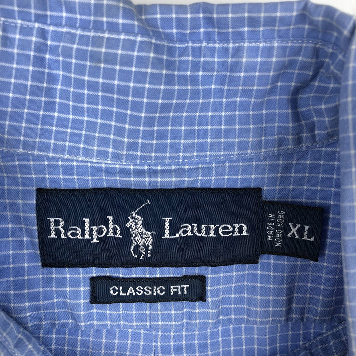 Ralph Lauren Classic Fit Short Sleeve Button Down Check Shirt Men's XL cotton blue type Vintage Second Hand