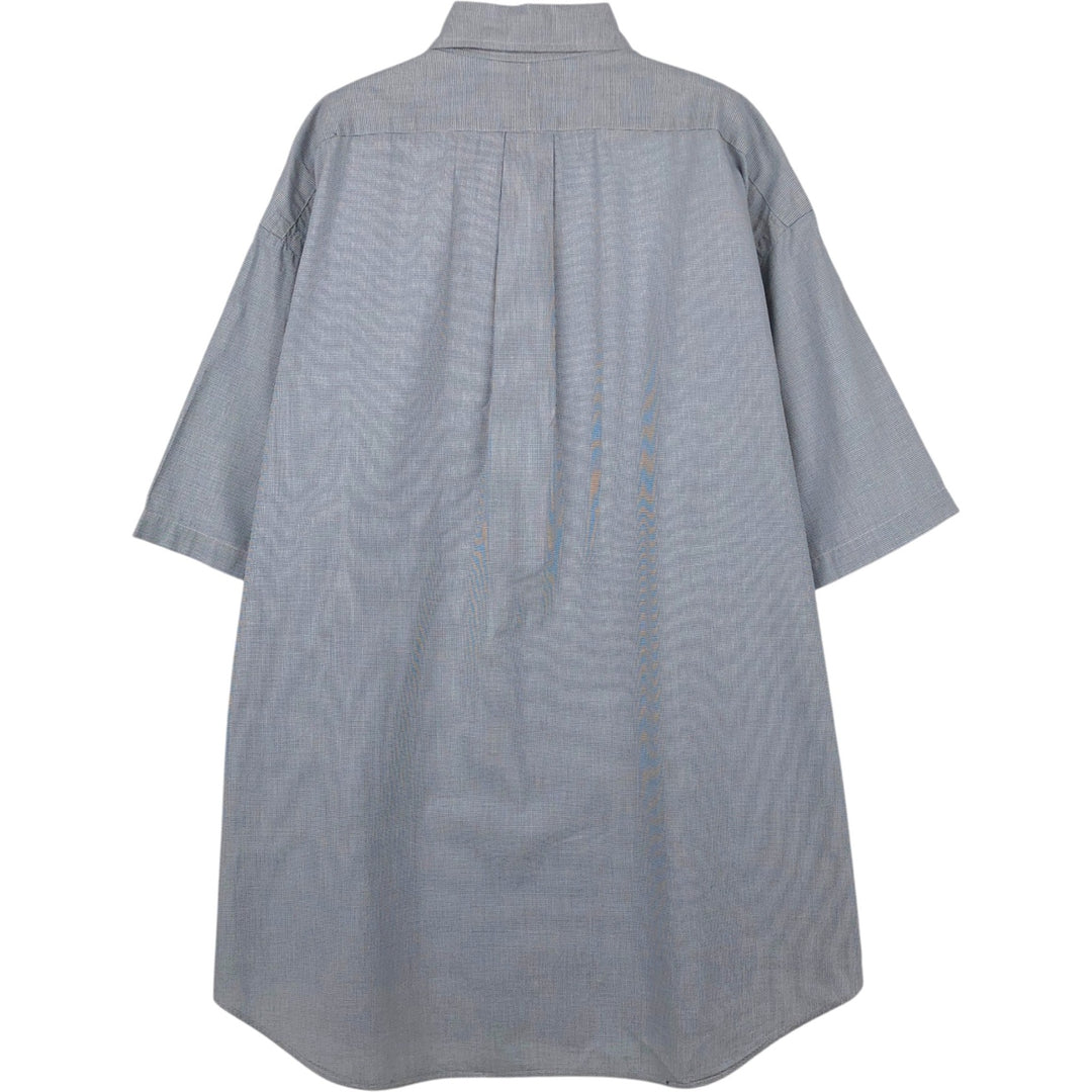 Ralph Lauren BLAIRE Houndstooth Pattern Short-Sleeve Button-Down Check Shirt, Men's Size L (approx.) cotton Charcoal Vintage Second Hand