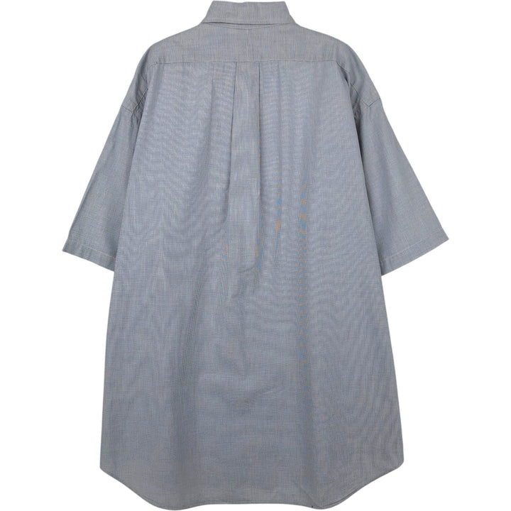 Ralph Lauren BLAIRE Houndstooth Pattern Short-Sleeve Button-Down Check Shirt, Men's Size L (approx.) cotton Charcoal Vintage Second Hand