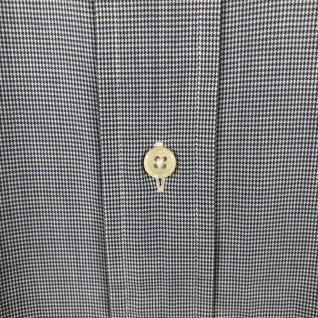 Ralph Lauren BLAIRE Houndstooth Pattern Short-Sleeve Button-Down Check Shirt, Men's Size L (approx.) cotton Charcoal Vintage Second Hand