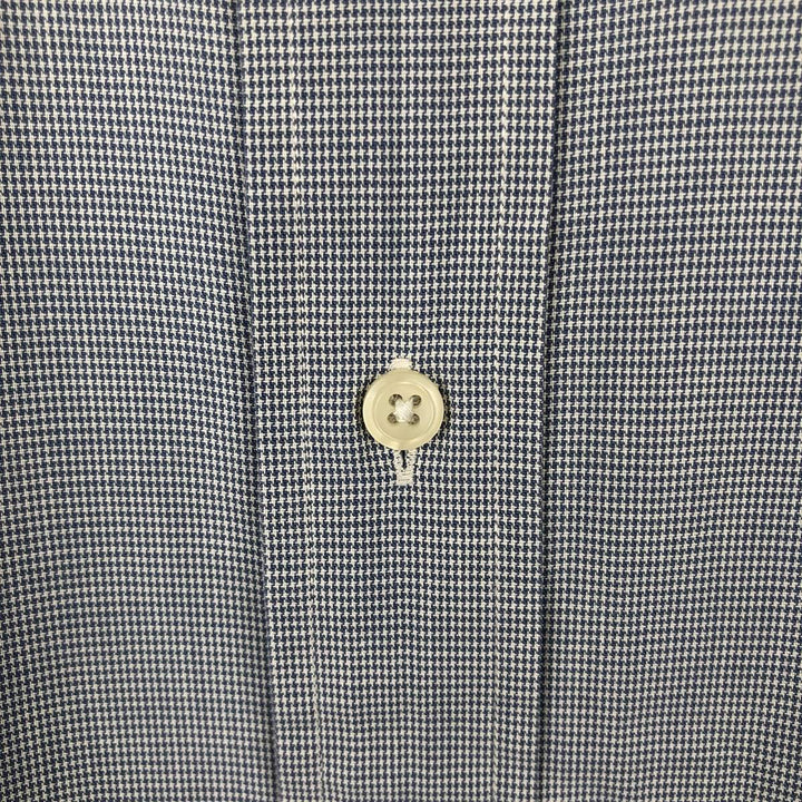 Ralph Lauren BLAIRE Houndstooth Pattern Short-Sleeve Button-Down Check Shirt, Men's Size L (approx.) cotton Charcoal Vintage Second Hand