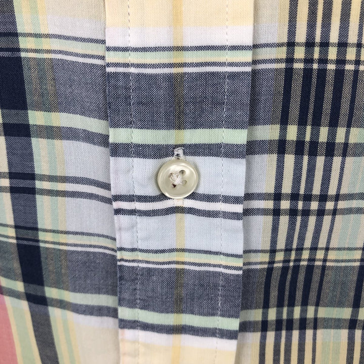 Ralph Lauren Classic Fit Madras Check Short-Sleeve Button-Down Check Shirt, Men's Size XL (approx.) cotton lemon yellow Vintage Second Hand