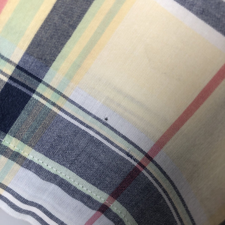 Ralph Lauren Classic Fit Madras Check Short-Sleeve Button-Down Check Shirt, Men's Size XL (approx.) cotton lemon yellow Vintage Second Hand