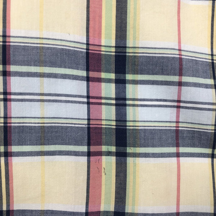 Ralph Lauren Classic Fit Madras Check Short-Sleeve Button-Down Check Shirt, Men's Size XL (approx.) cotton lemon yellow Vintage Second Hand