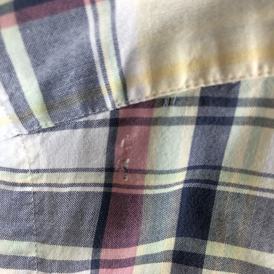 Ralph Lauren Classic Fit Madras Check Short-Sleeve Button-Down Check Shirt, Men's Size XL (approx.) cotton lemon yellow Vintage Second Hand