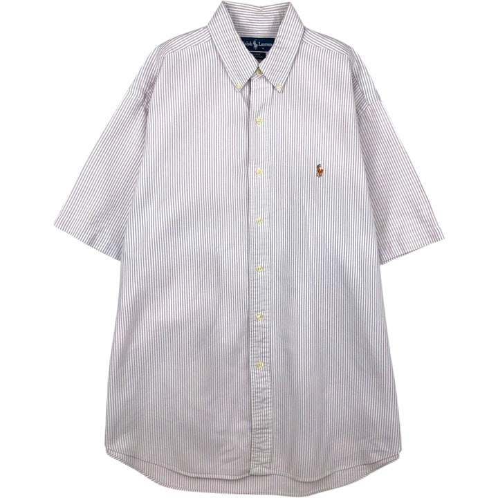Ralph Lauren BLAKE short sleeve button down striped shirt, men's size L cotton purple type Vintage Second Hand