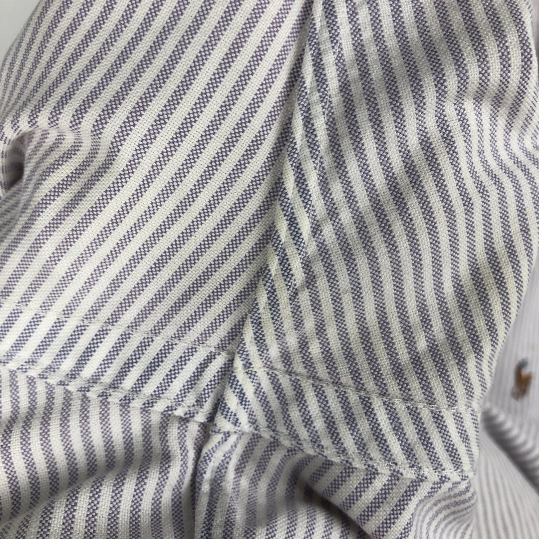 Ralph Lauren BLAKE short sleeve button down striped shirt, men's size L cotton purple type Vintage Second Hand