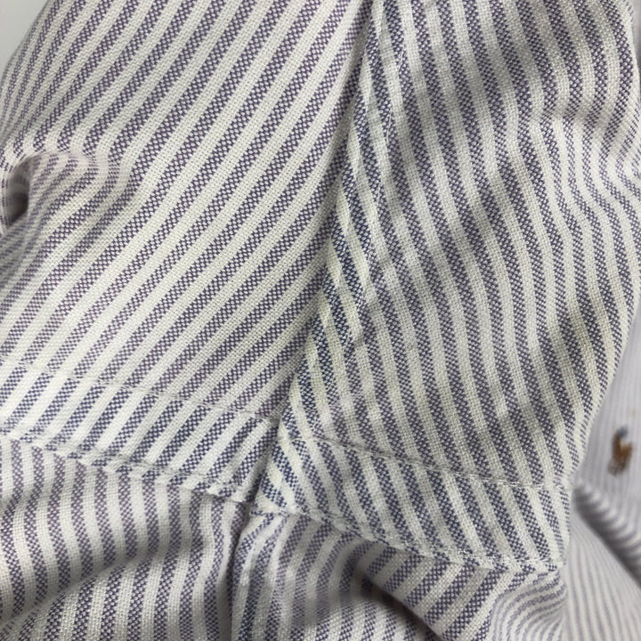 Ralph Lauren BLAKE short sleeve button down striped shirt, men's size L cotton purple type Vintage Second Hand
