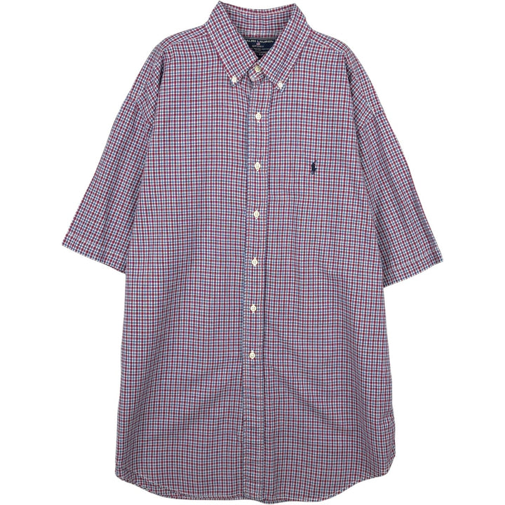 Ralph Lauren RALPH LAUREN SPORT short-sleeved button-down check shirt, men's size L cotton red type Vintage Second Hand