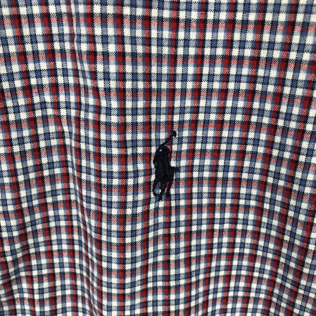 Ralph Lauren RALPH LAUREN SPORT short-sleeved button-down check shirt, men's size L cotton red type Vintage Second Hand