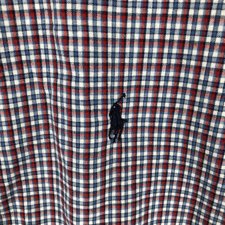Ralph Lauren RALPH LAUREN SPORT short-sleeved button-down check shirt, men's size L cotton red type Vintage Second Hand