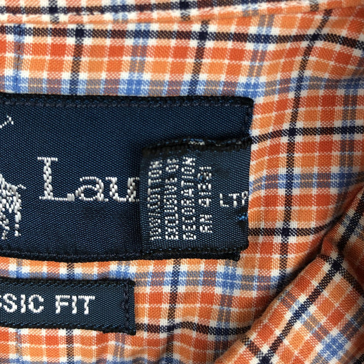 Ralph Lauren Classic Fit Short Sleeve Button Down Check Shirt Men's Size L cotton orange type Vintage Second Hand