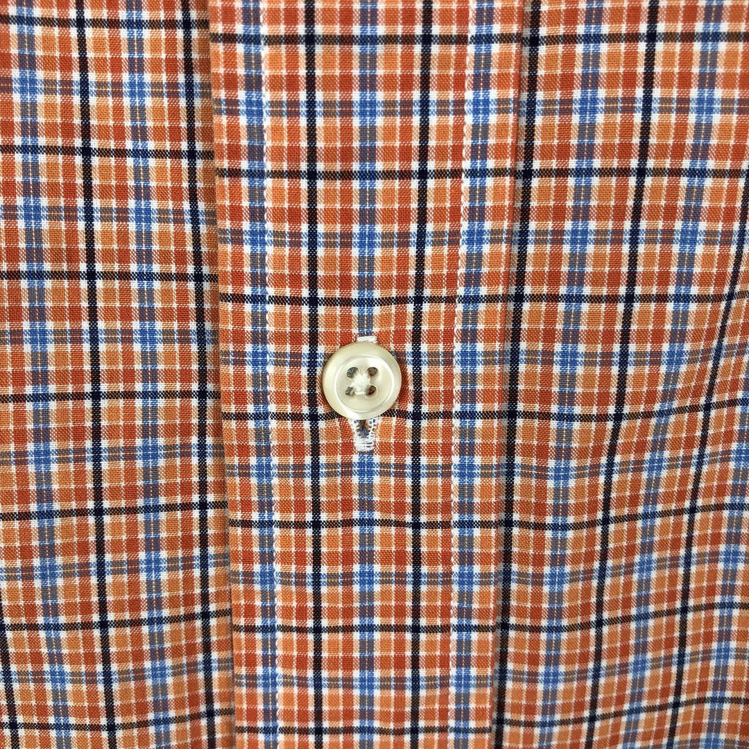 Ralph Lauren Classic Fit Short Sleeve Button Down Check Shirt Men's Size L cotton orange type Vintage Second Hand