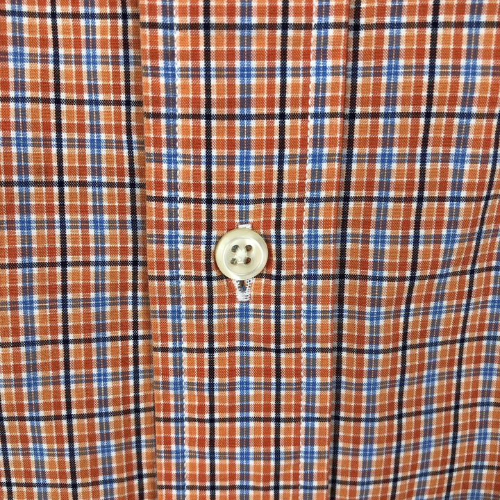 Ralph Lauren Classic Fit Short Sleeve Button Down Check Shirt Men's Size L cotton orange type Vintage Second Hand