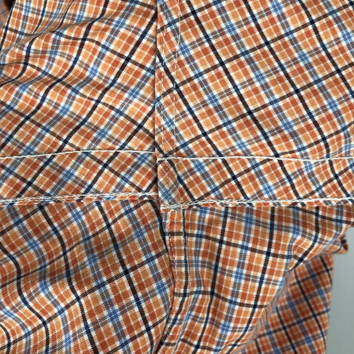 Ralph Lauren Classic Fit Short Sleeve Button Down Check Shirt Men's Size L cotton orange type Vintage Second Hand