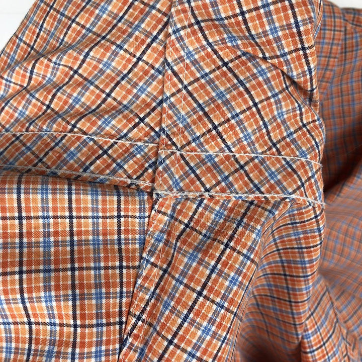Ralph Lauren Classic Fit Short Sleeve Button Down Check Shirt Men's Size L cotton orange type Vintage Second Hand