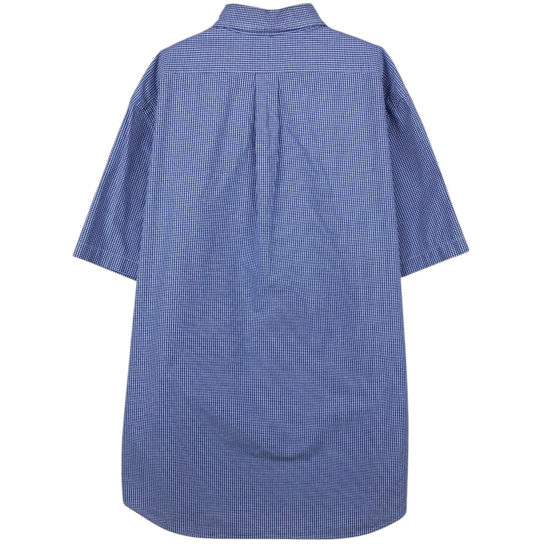 Ralph Lauren gingham check short-sleeved button-down shirt, men's size XL (approx.) cotton blue type Vintage Second Hand