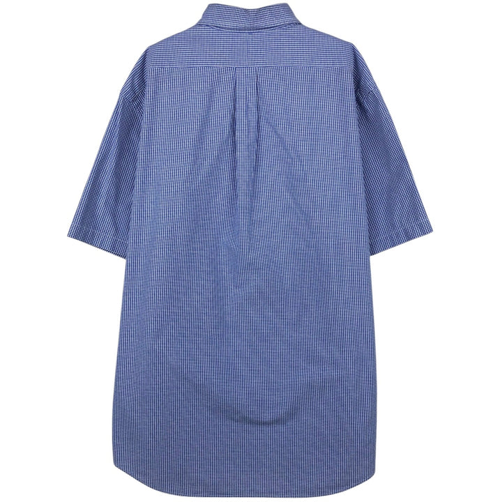 Ralph Lauren gingham check short-sleeved button-down shirt, men's size XL (approx.) cotton blue type Vintage Second Hand