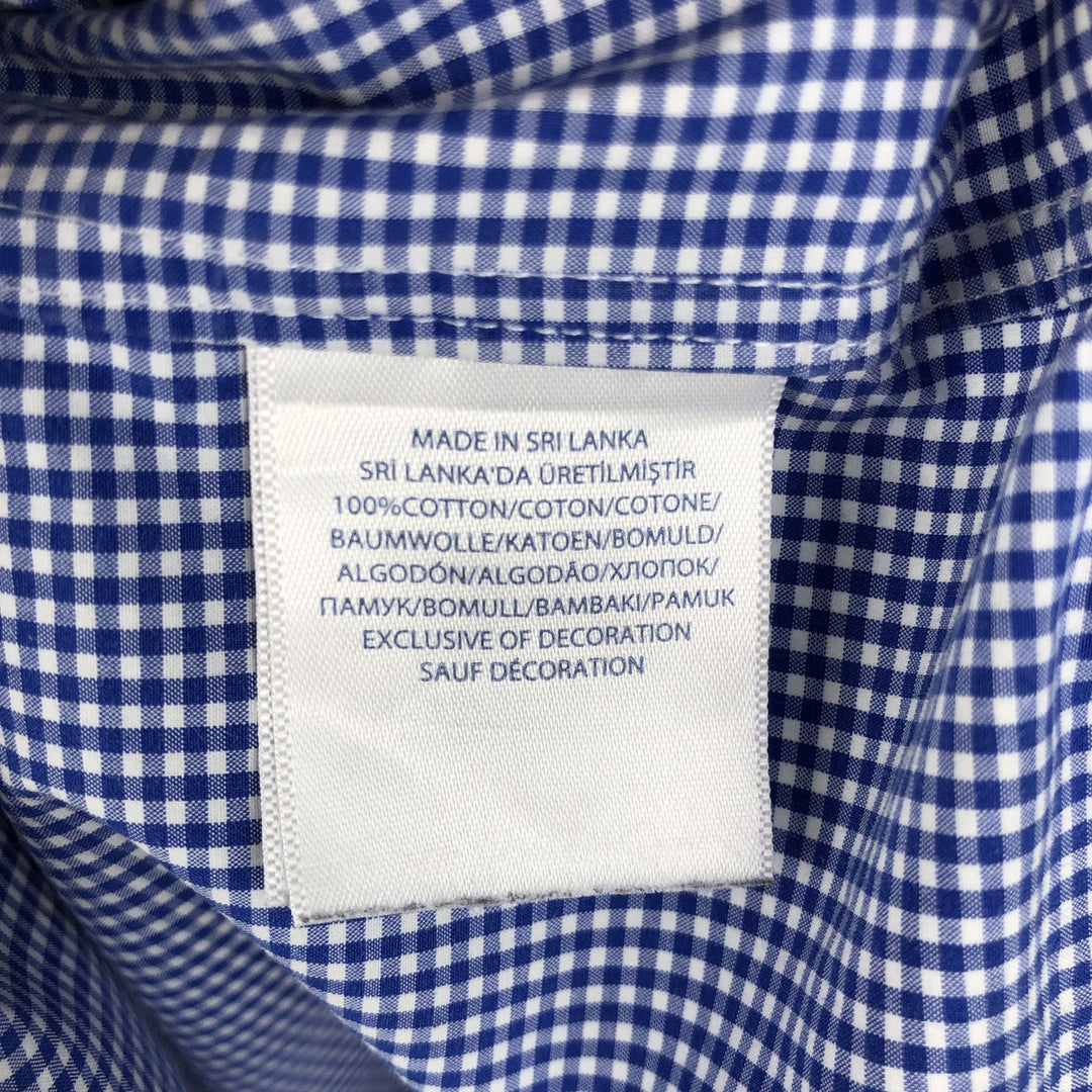 Ralph Lauren gingham check short-sleeved button-down shirt, men's size XL (approx.) cotton blue type Vintage Second Hand