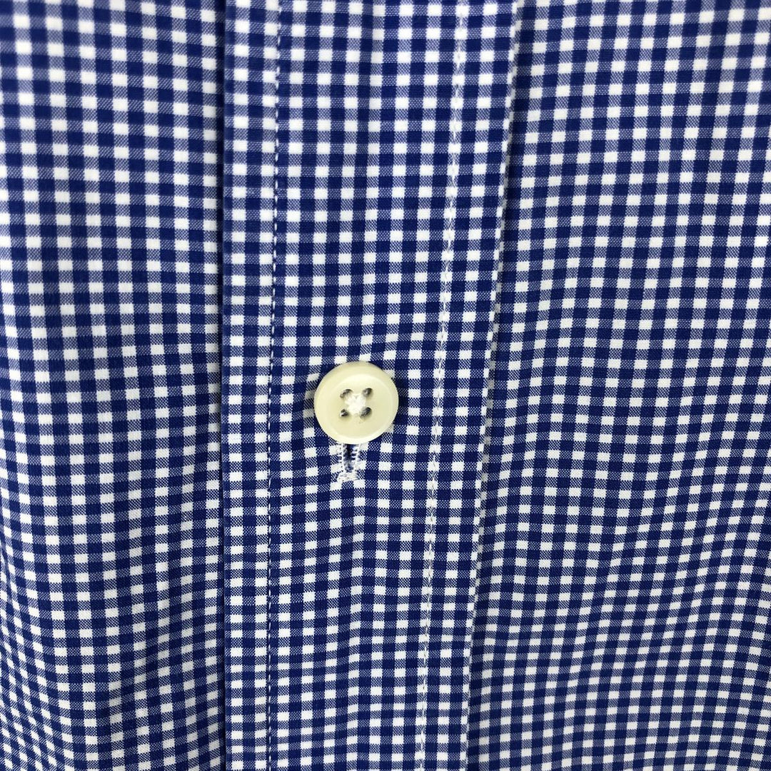 Ralph Lauren gingham check short-sleeved button-down shirt, men's size XL (approx.) cotton blue type Vintage Second Hand