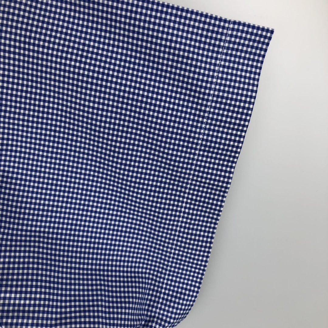Ralph Lauren gingham check short-sleeved button-down shirt, men's size XL (approx.) cotton blue type Vintage Second Hand