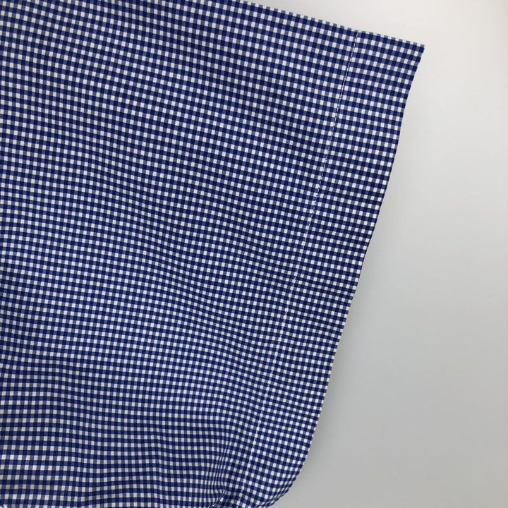 Ralph Lauren gingham check short-sleeved button-down shirt, men's size XL (approx.) cotton blue type Vintage Second Hand