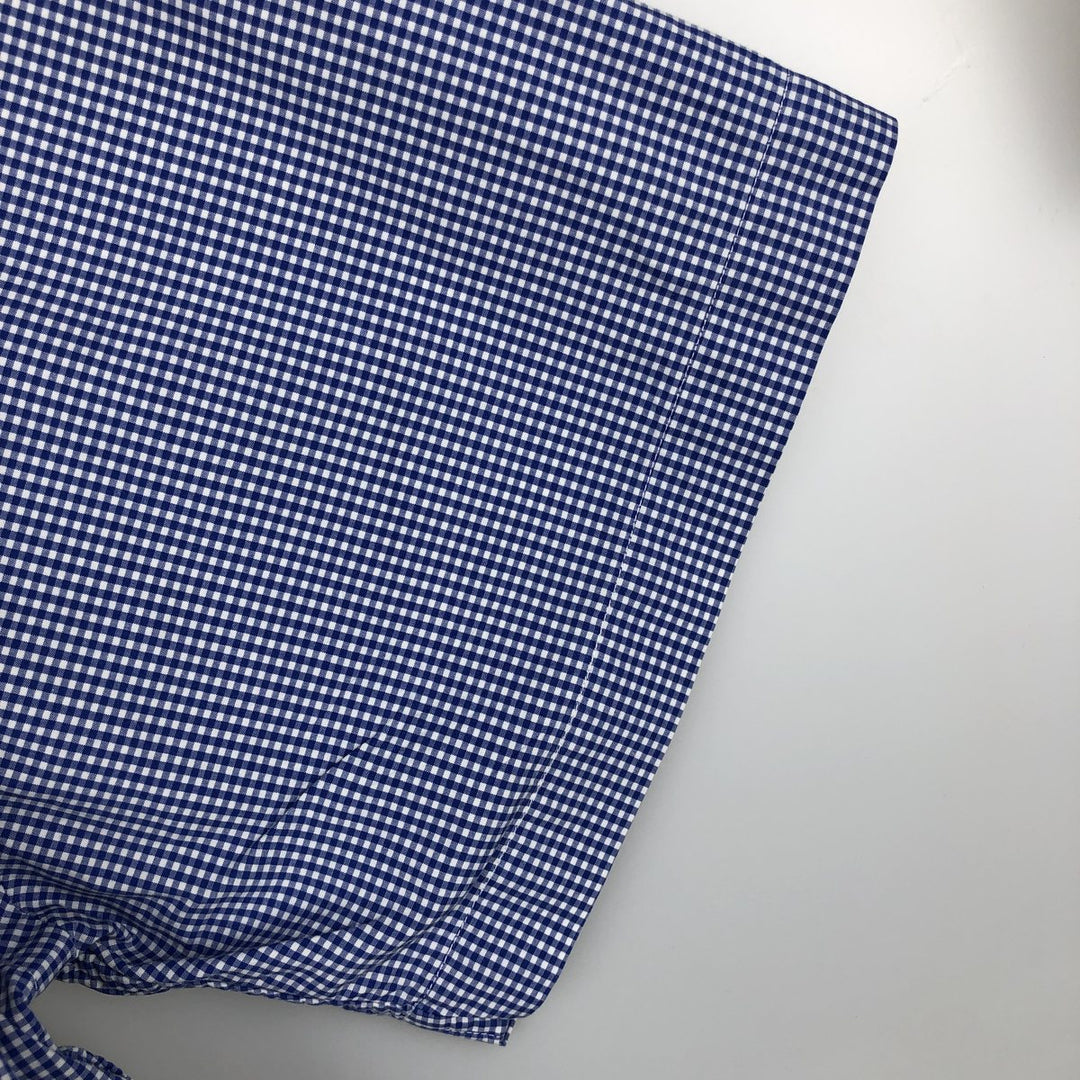 Ralph Lauren gingham check short-sleeved button-down shirt, men's size XL (approx.) cotton blue type Vintage Second Hand