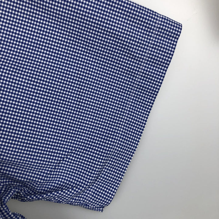 Ralph Lauren gingham check short-sleeved button-down shirt, men's size XL (approx.) cotton blue type Vintage Second Hand