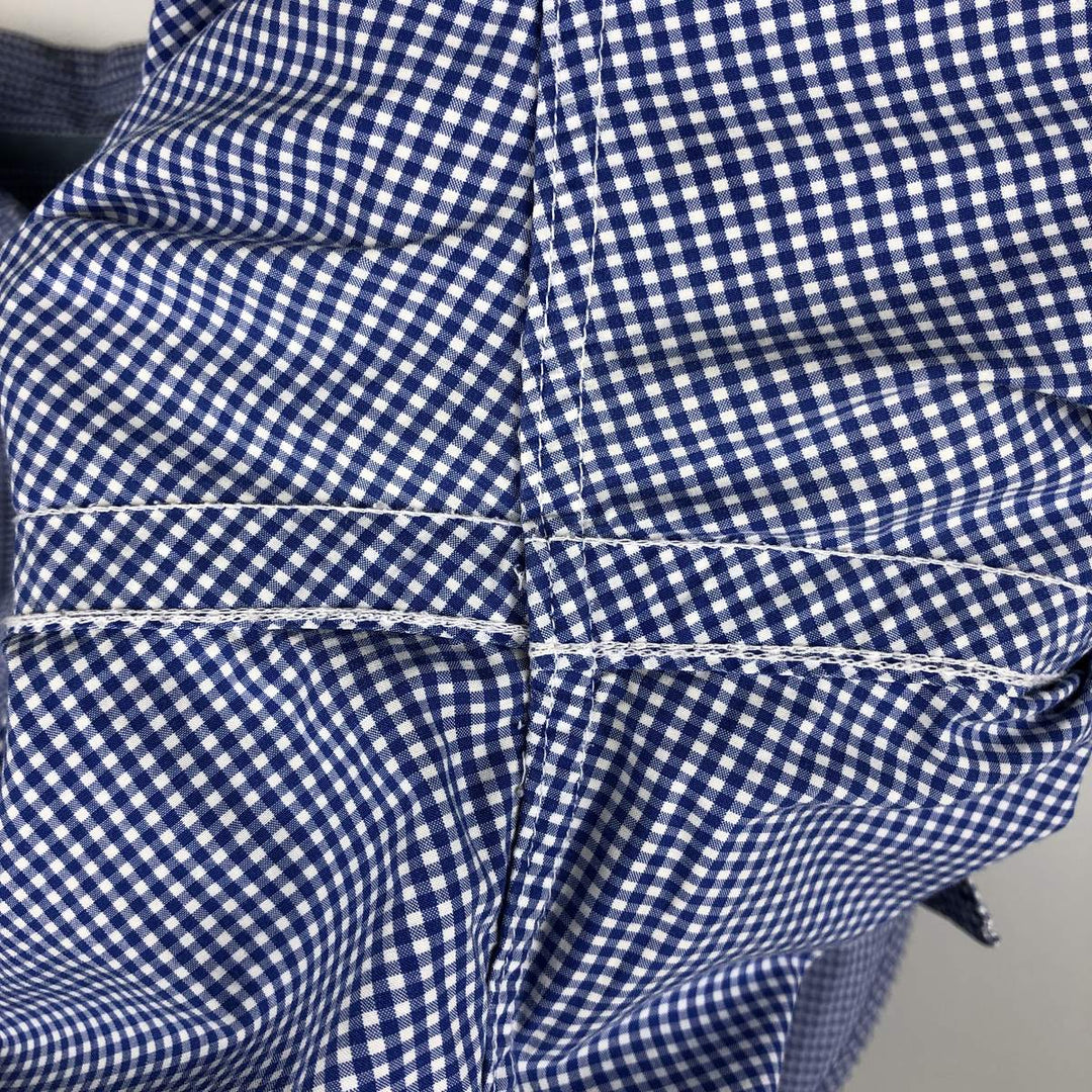 Ralph Lauren gingham check short-sleeved button-down shirt, men's size XL (approx.) cotton blue type Vintage Second Hand