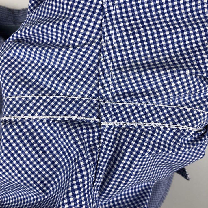 Ralph Lauren gingham check short-sleeved button-down shirt, men's size XL (approx.) cotton blue type Vintage Second Hand