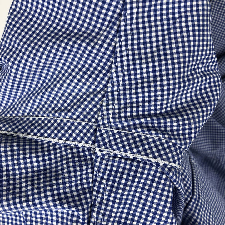 Ralph Lauren gingham check short-sleeved button-down shirt, men's size XL (approx.) cotton blue type Vintage Second Hand