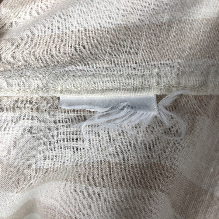 2000'S GAP MADE WITH LINEN Multi-stripe Short-Sleeve Open-Collar Linen Shirt, Boxy Fit, Men's Size M (approx.) linen Beige type Vintage Second Hand
