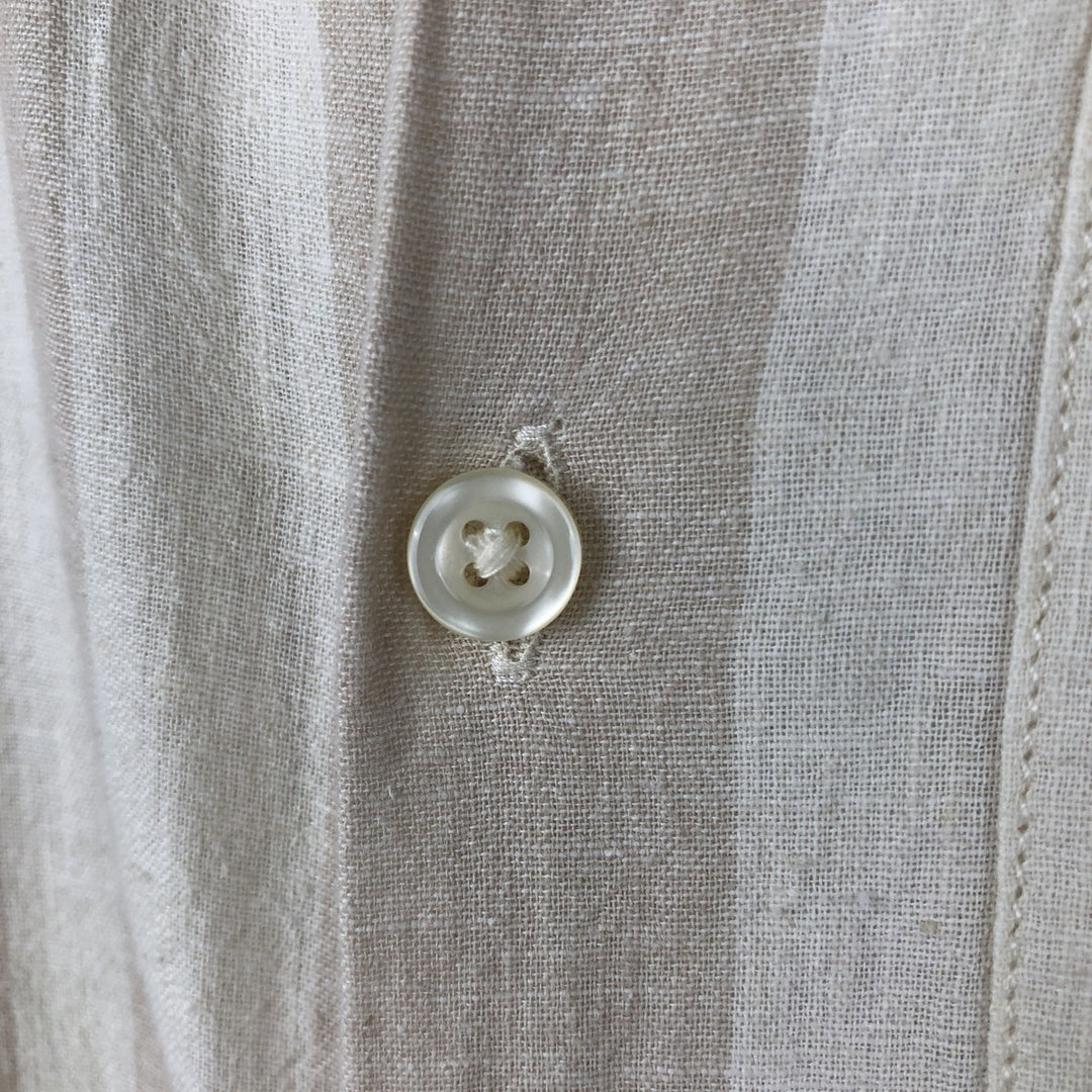 2000'S GAP MADE WITH LINEN Multi-stripe Short-Sleeve Open-Collar Linen Shirt, Boxy Fit, Men's Size M (approx.) linen Beige type Vintage Second Hand