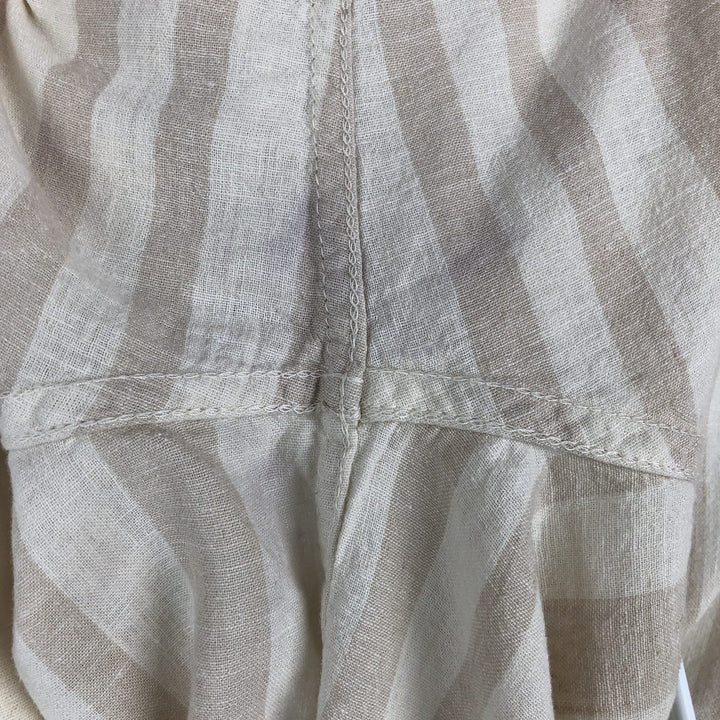 2000'S GAP MADE WITH LINEN Multi-stripe Short-Sleeve Open-Collar Linen Shirt, Boxy Fit, Men's Size M (approx.) linen Beige type Vintage Second Hand