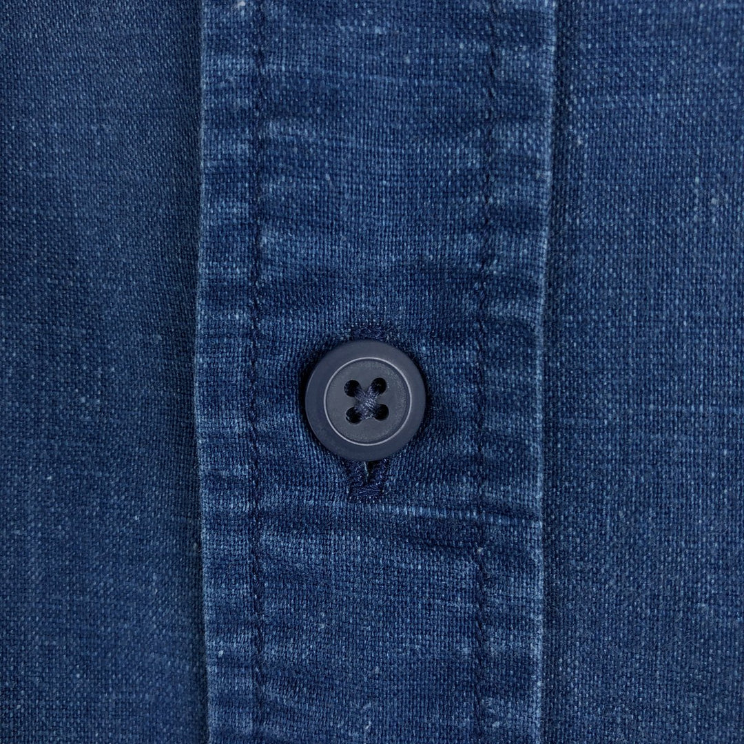 Eddie Bauer short sleeve linen shirt, men's size M linen blue type Vintage Second Hand
