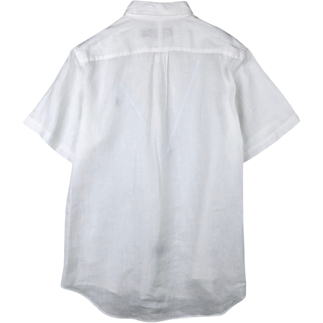 Ralph Lauren short sleeve linen button down shirt, men's size M linen white type Vintage Second Hand