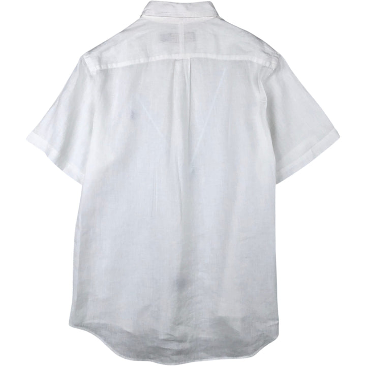 Ralph Lauren short sleeve linen button down shirt, men's size M linen white type Vintage Second Hand