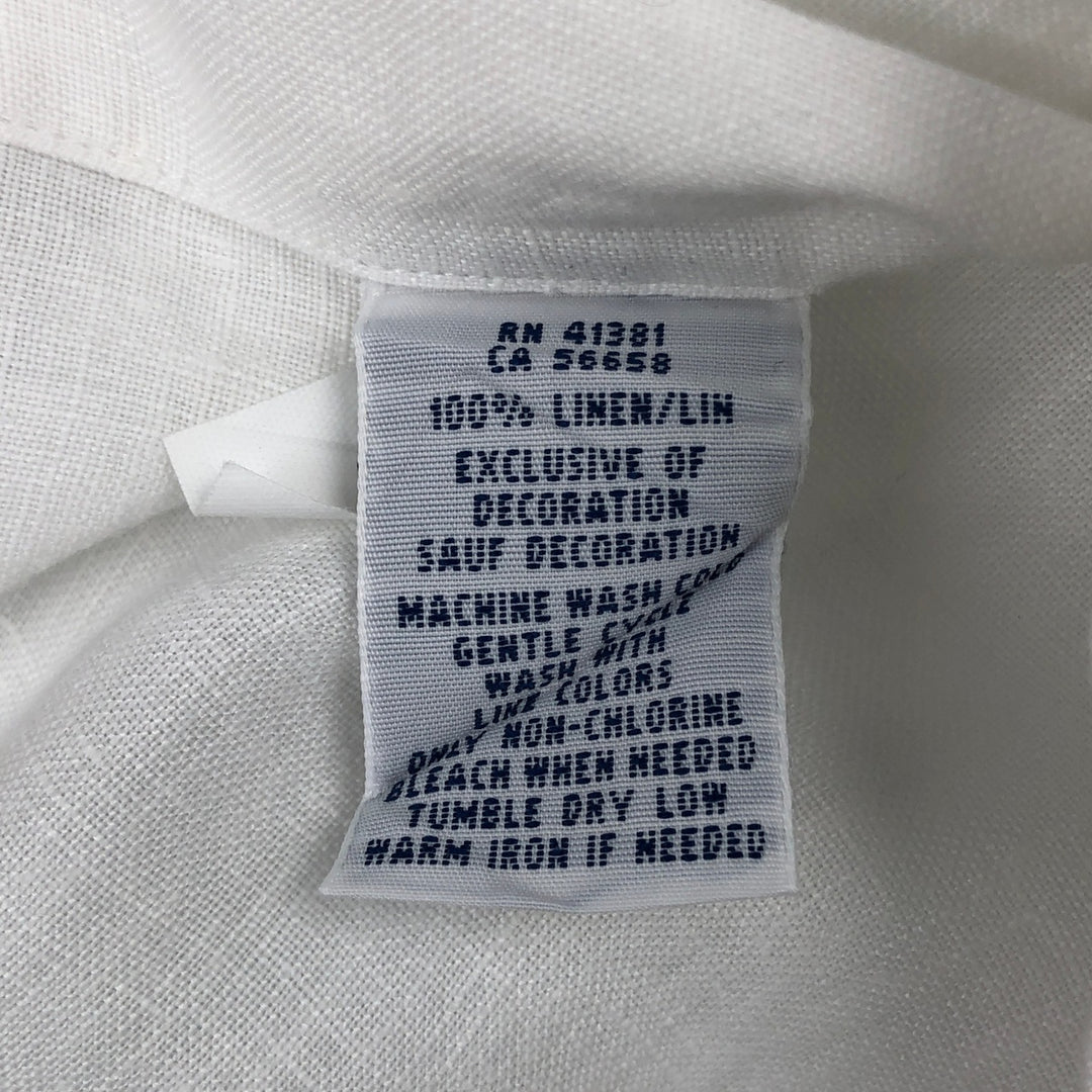 Ralph Lauren short sleeve linen button down shirt, men's size M linen white type Vintage Second Hand