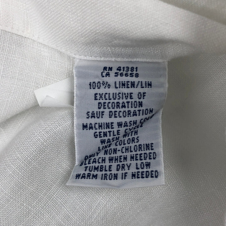 Ralph Lauren short sleeve linen button down shirt, men's size M linen white type Vintage Second Hand